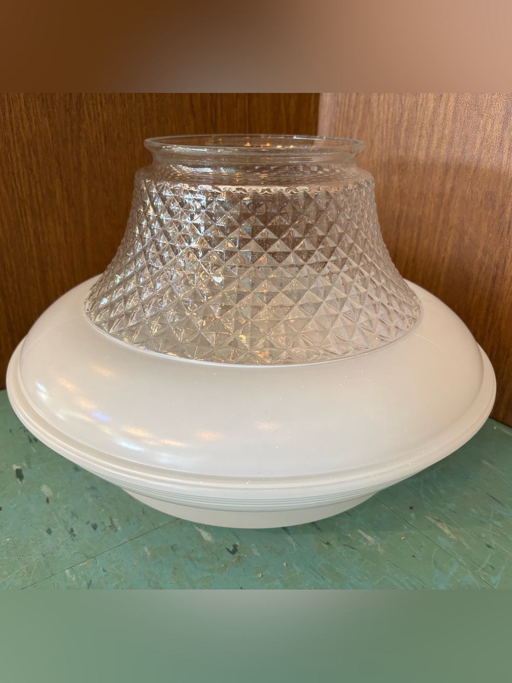 Large glass globe light shade white clear 6 inches fitter schoolhouse 1950’s